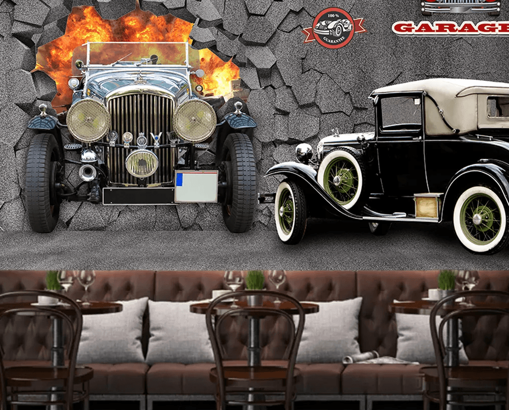3D Luxury Car Broken Wall 397 Wallpaper AJ Wallpaper 2 