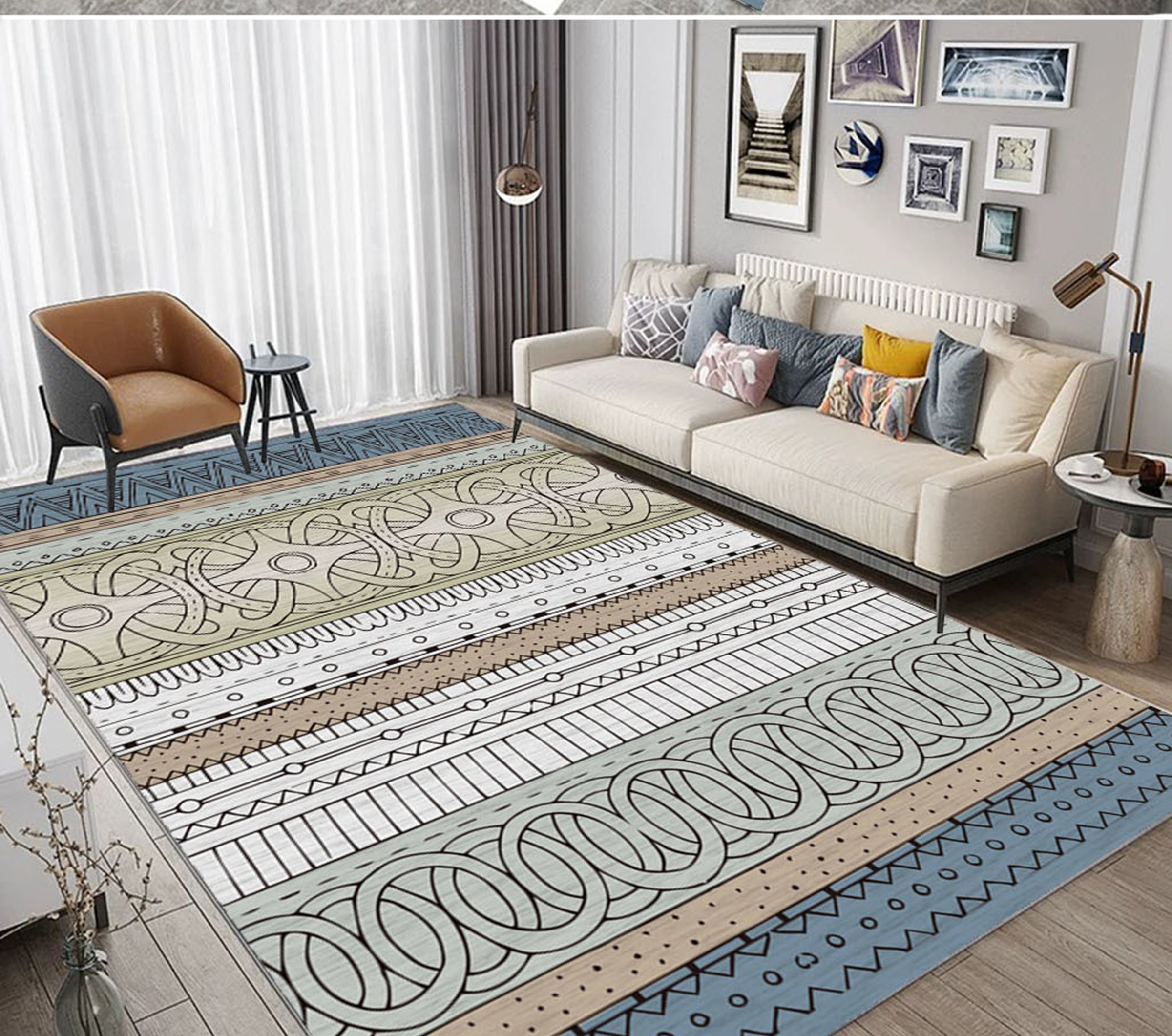 3D Colored Geometric Pattern WG515 Non Slip Rug Mat Mat AJ Creativity Home 