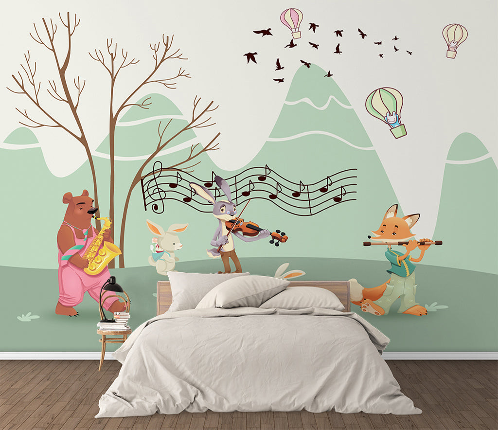 3D Animal Music WC002 Wall Murals