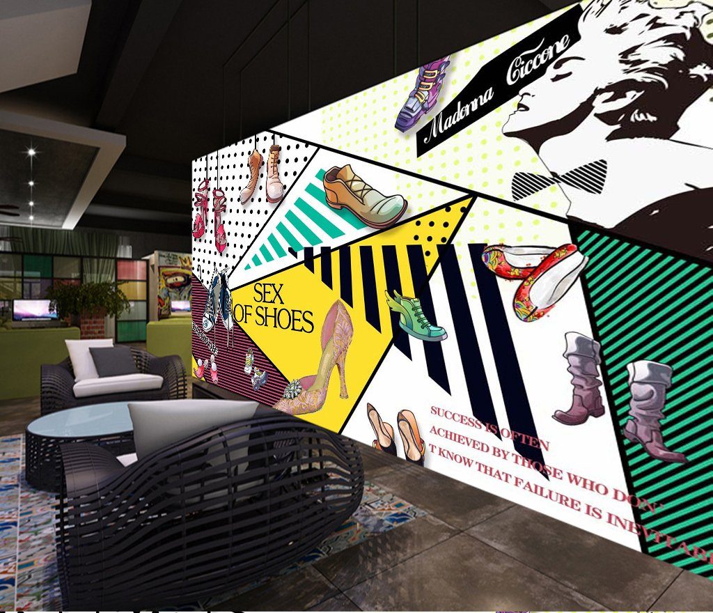 3D Shoe Store Doodle 688 Wall Murals Wallpaper AJ Wallpaper 2 