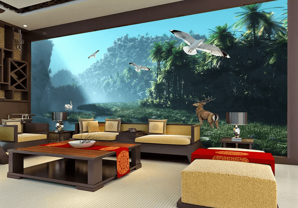 3D Woods Swan Pigeon 218 Wallpaper AJ Wallpaper 2 