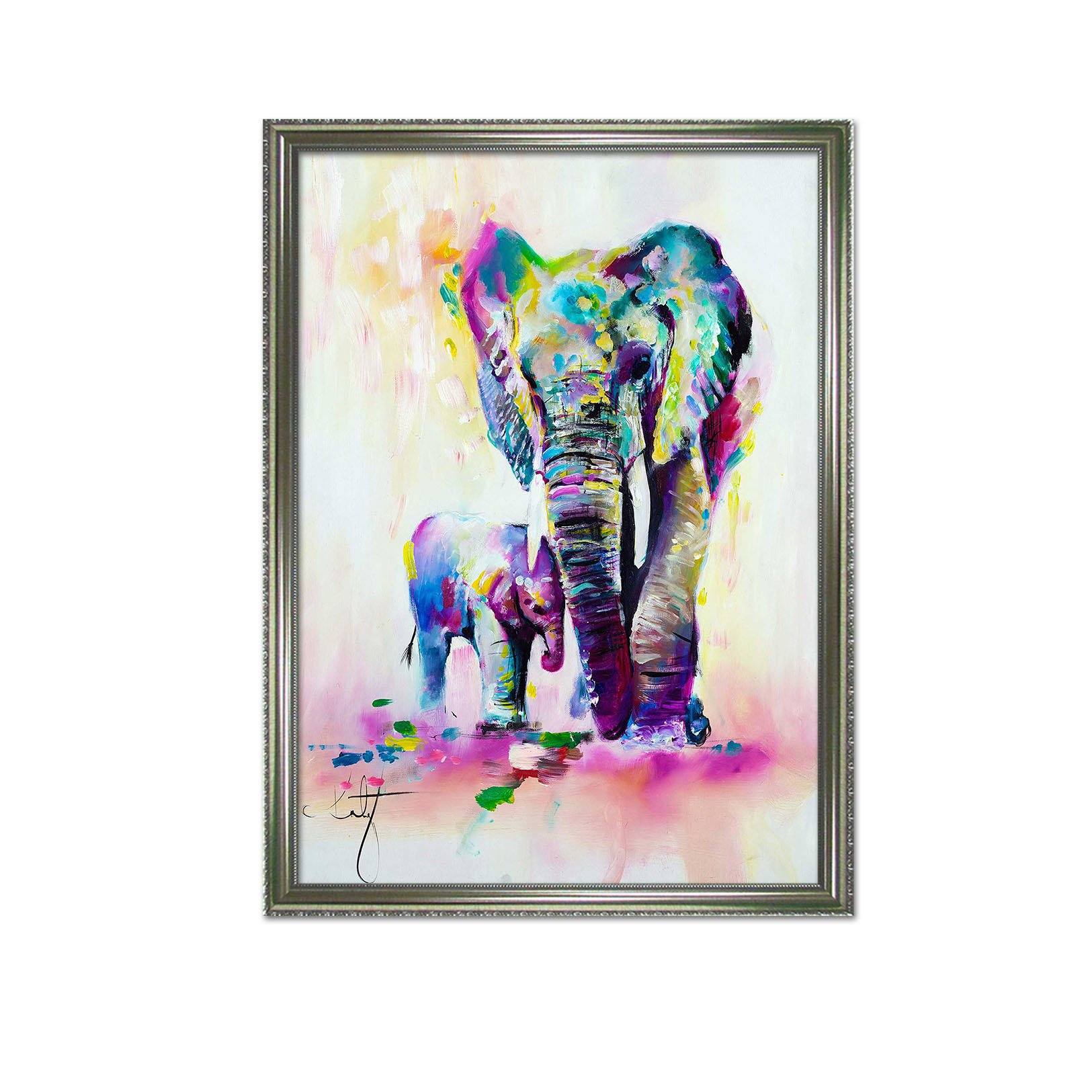 3D Elephant Painting 121 Fake Framed Print Painting Wallpaper AJ Creativity Home 