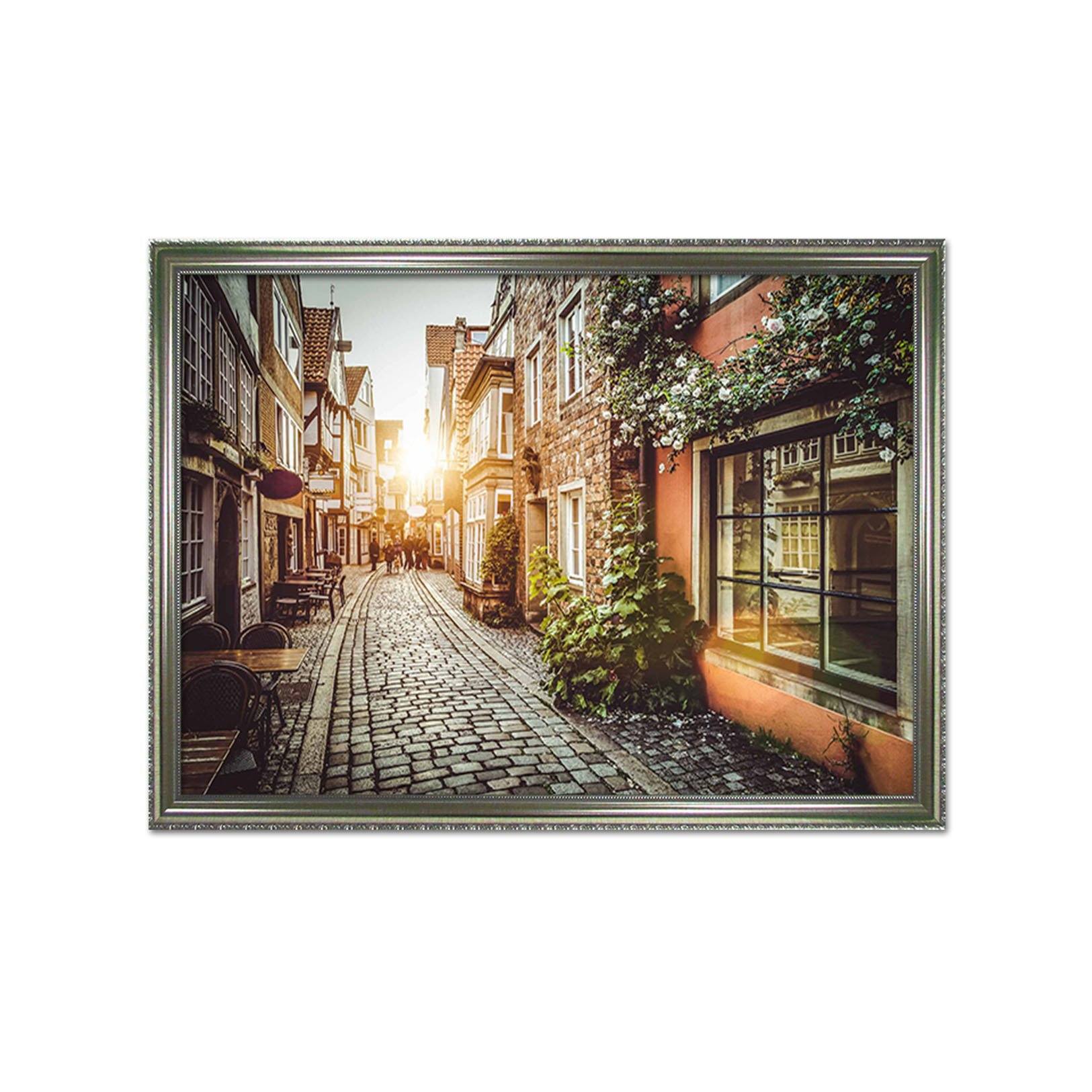 3D City Alley 088 Fake Framed Print Painting Wallpaper AJ Creativity Home 