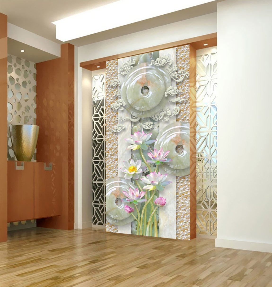 3D Garden Jade Lotus 388 Wallpaper AJ Wallpaper 