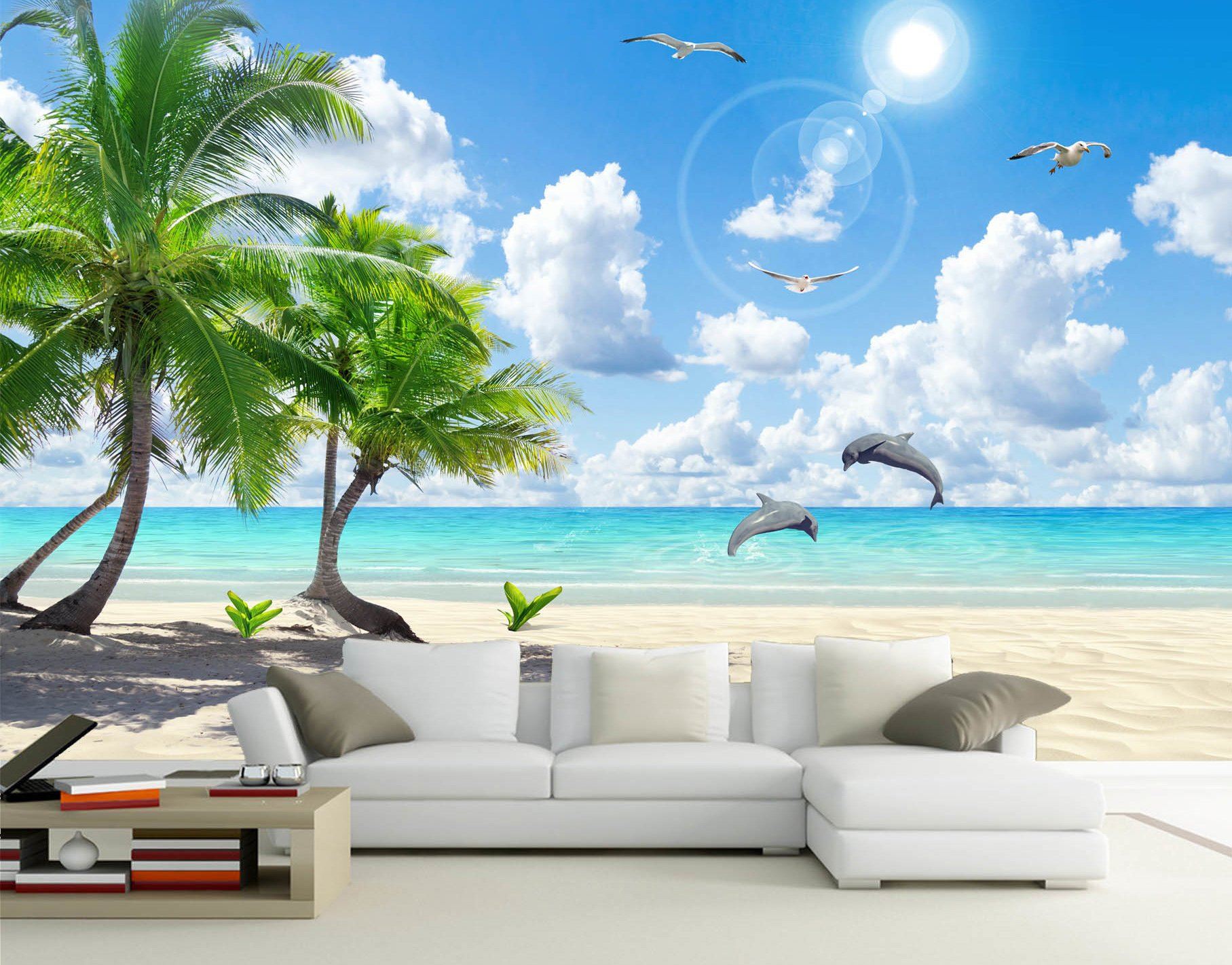 3D Sunlight Coconut Tree 300 Wallpaper AJ Wallpaper 
