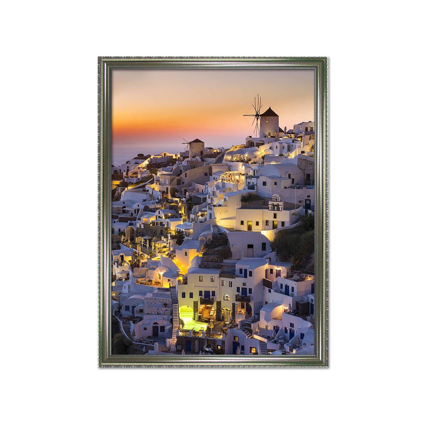3D Santorini Island 2 Fake Framed Print Painting Wallpaper AJ Creativity Home 