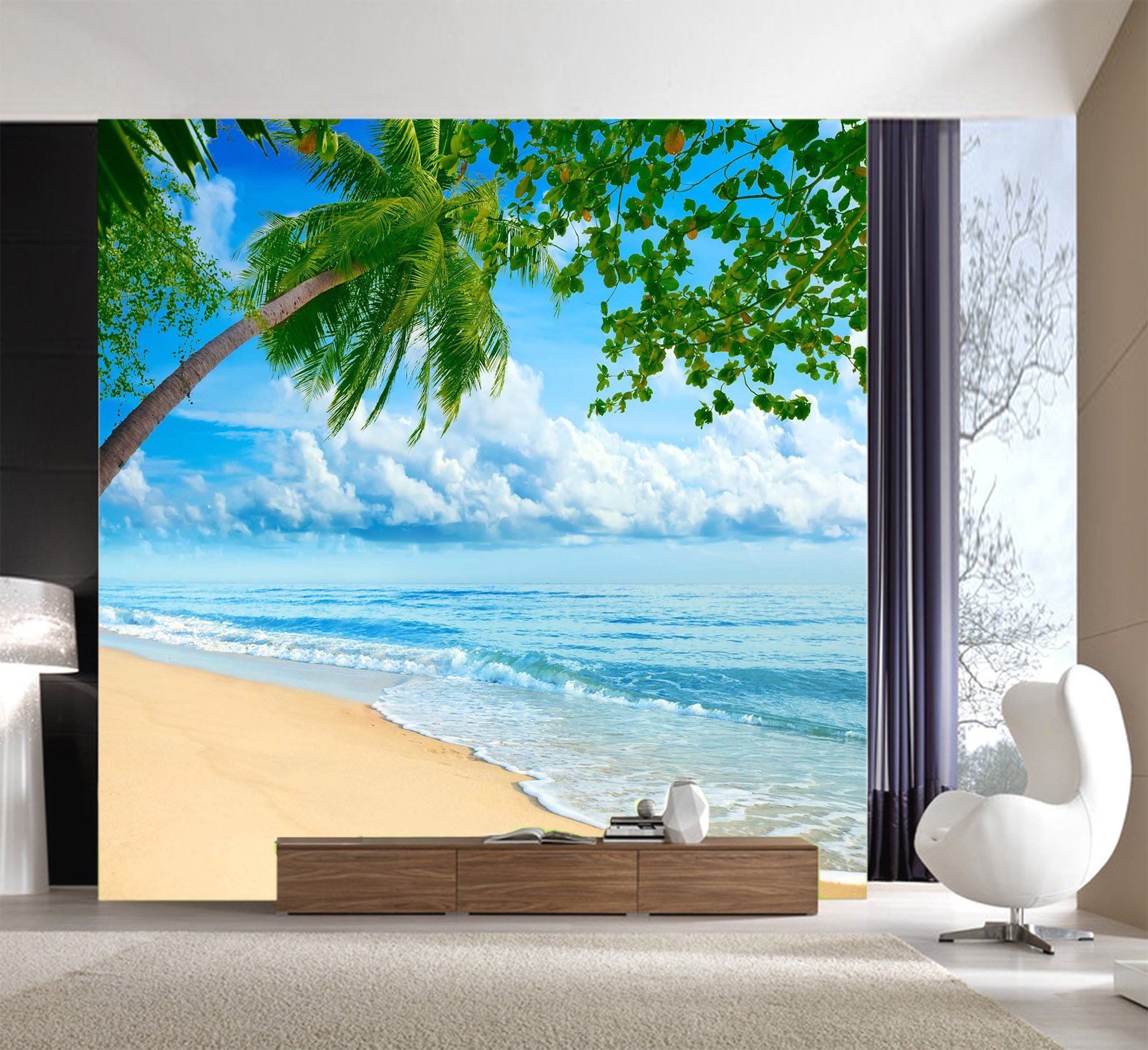 3D Sand Sea Coconut 667 Wallpaper AJ Wallpaper 