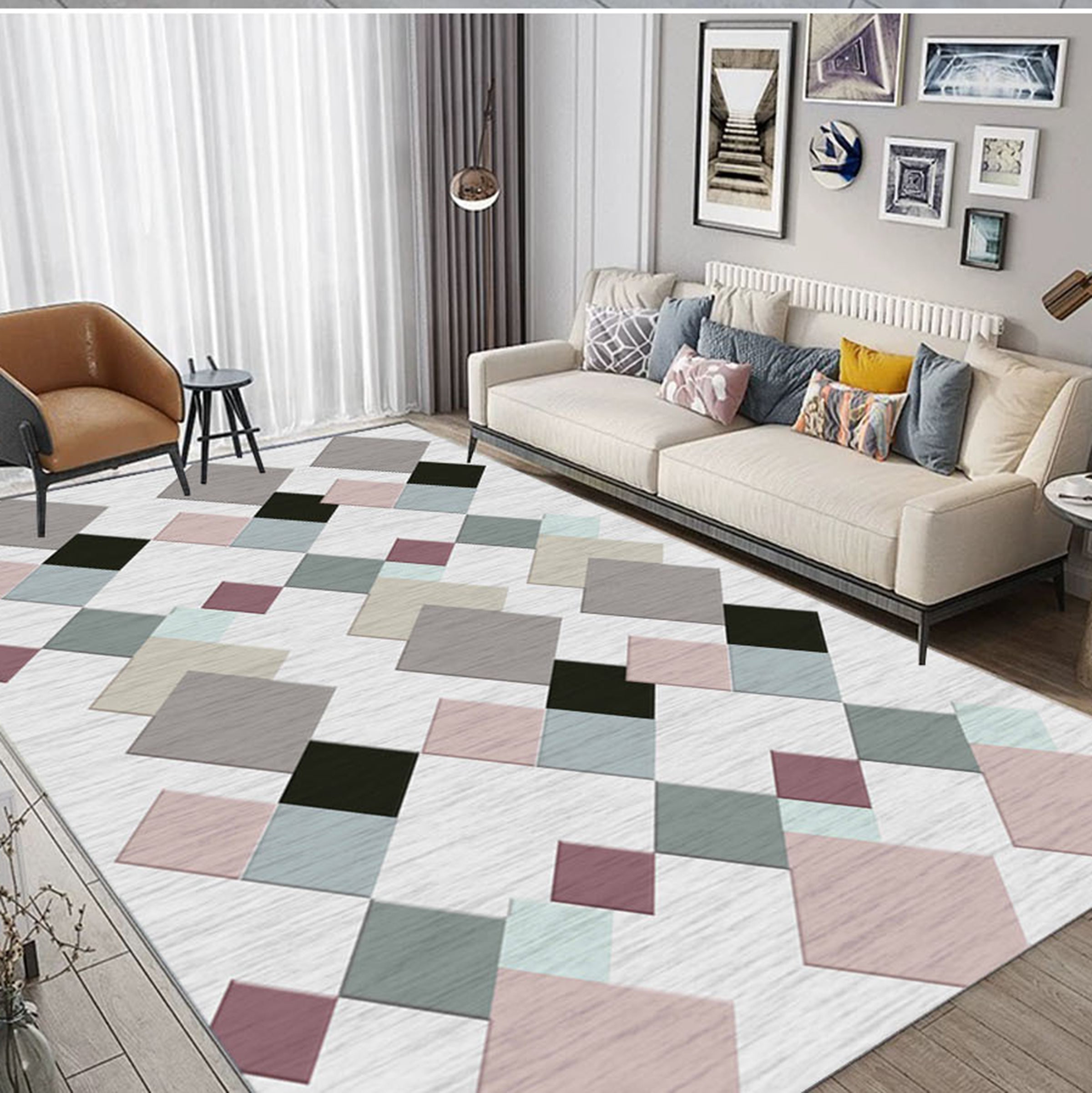 3D Colored Geometric Pattern WG503 Non Slip Rug Mat Mat AJ Creativity Home 