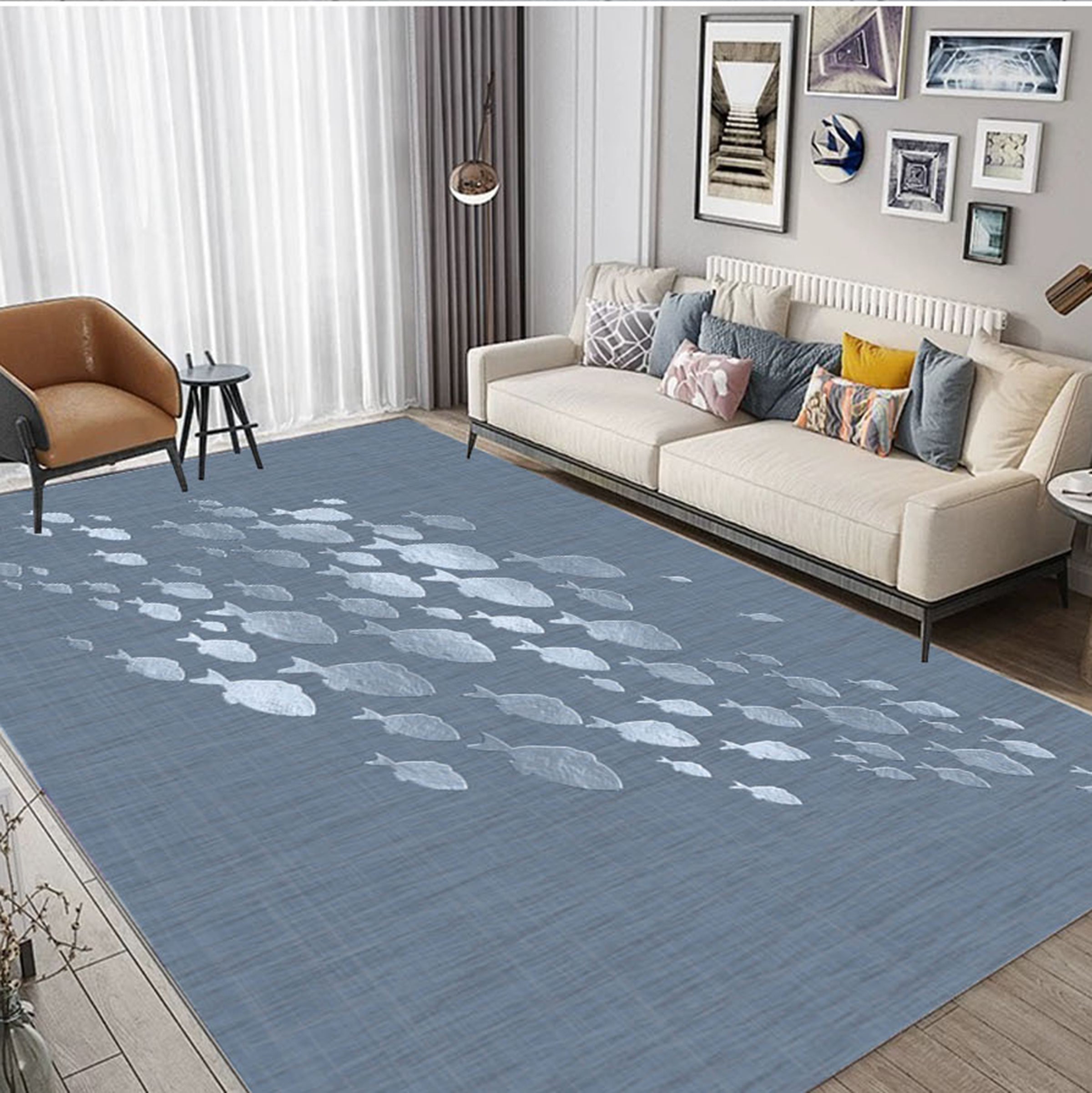 3D Fish School WG507 Non Slip Rug Mat Mat AJ Creativity Home 