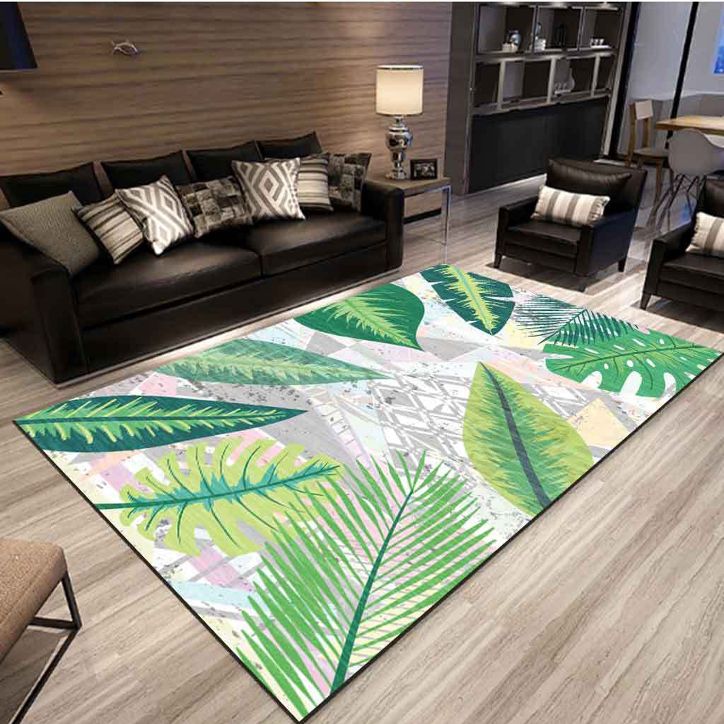 3D Green Leaves WG574 Non Slip Rug Mat Mat AJ Creativity Home 