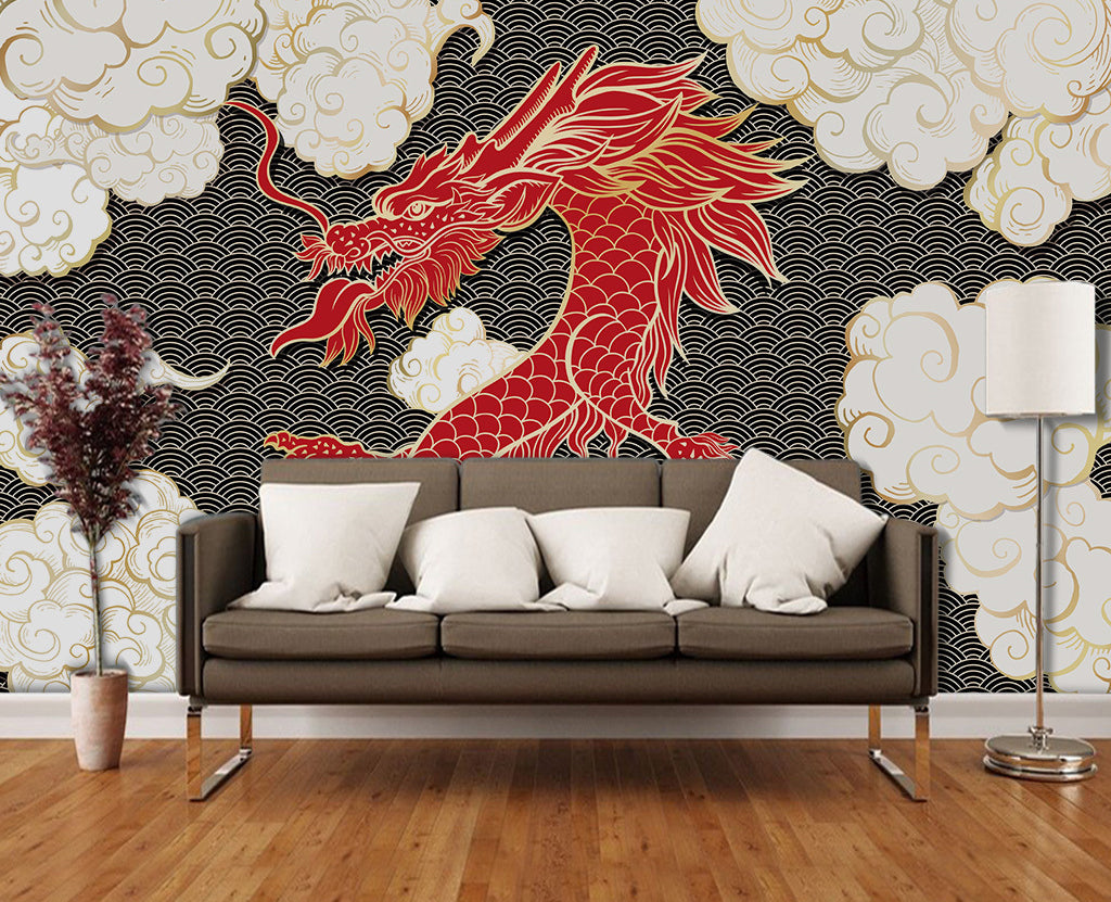 3D Red Dragon WC055 Wall Murals