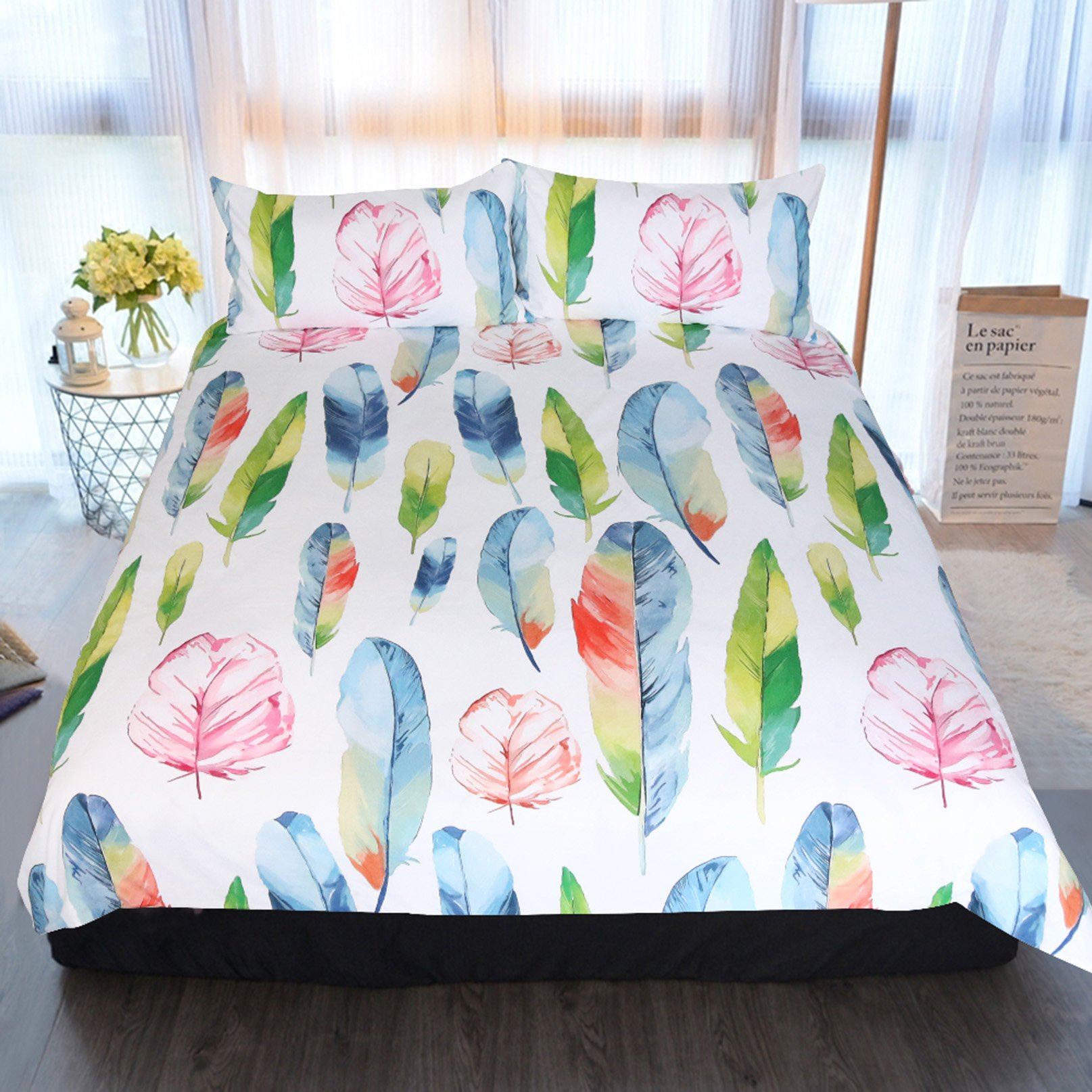3D Watercolor Feather 181 Bed Pillowcases Quilt Wallpaper AJ Wallpaper 