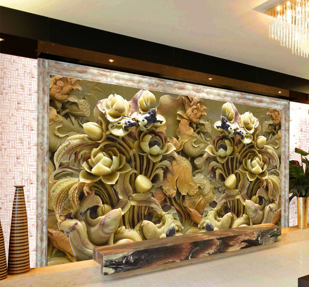 3D Carving Flowers 610 Wall Murals Wallpaper AJ Wallpaper 2 