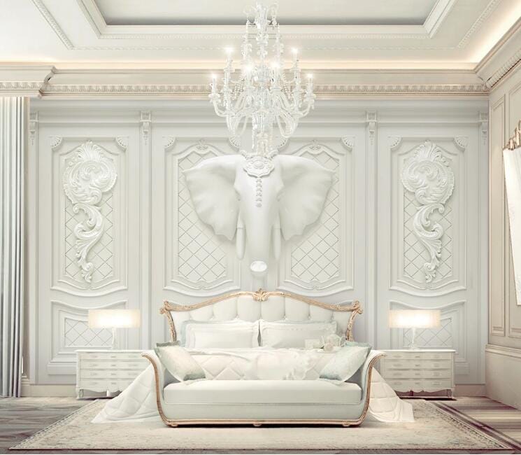 3D White Elephant WC153 Wall Murals Wallpaper AJ Wallpaper 2 