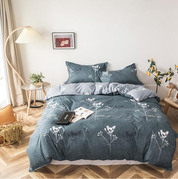 3D Dark Gray Bottom Flowers 13111 Bed Pillowcases Quilt