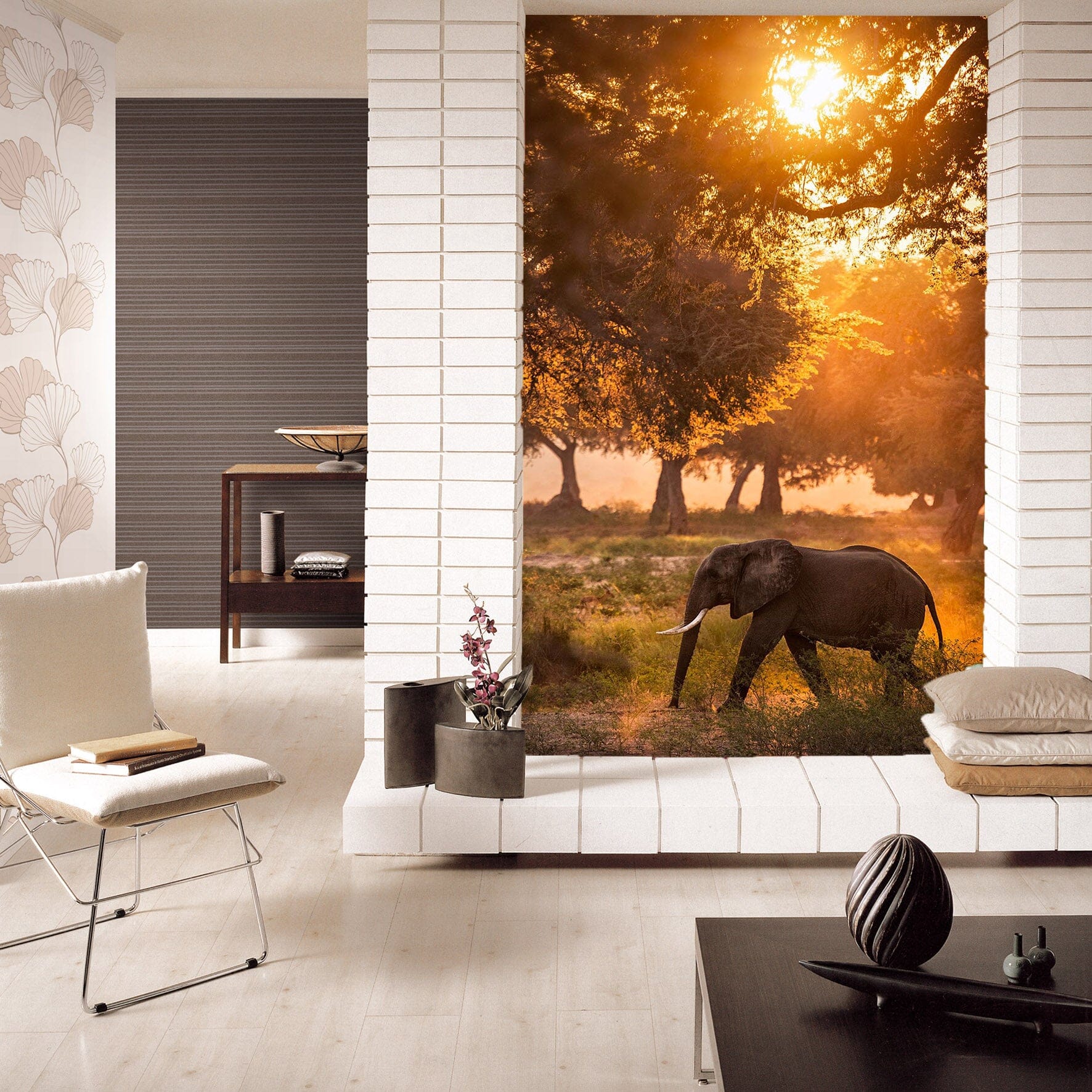 3D Sunset Eelephant 132 Wall Murals Wallpaper AJ Wallpaper 2 