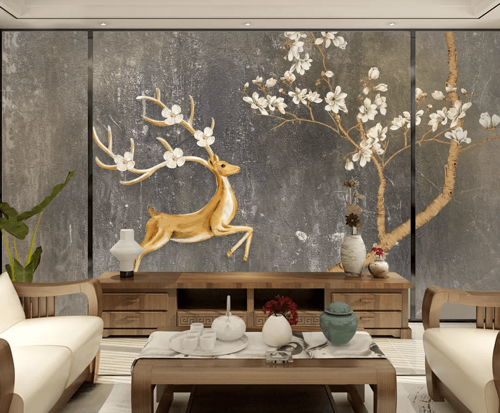 3D Antler Flower 443 Wallpaper AJ Wallpaper 2 