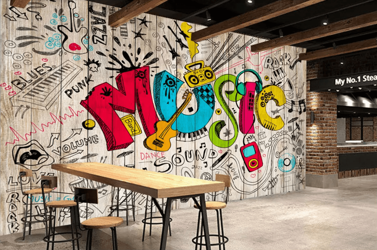 3D Cartoon Guitar Piano Keys 73 Wallpaper AJ Wallpaper 2 