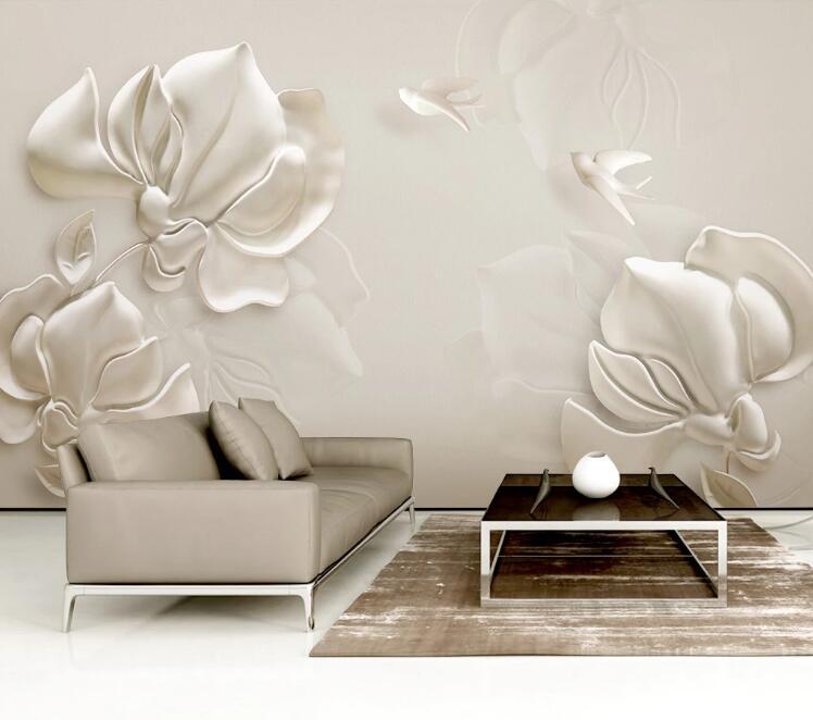 3D White Flowers 1301 Wall Murals Wallpaper AJ Wallpaper 2 