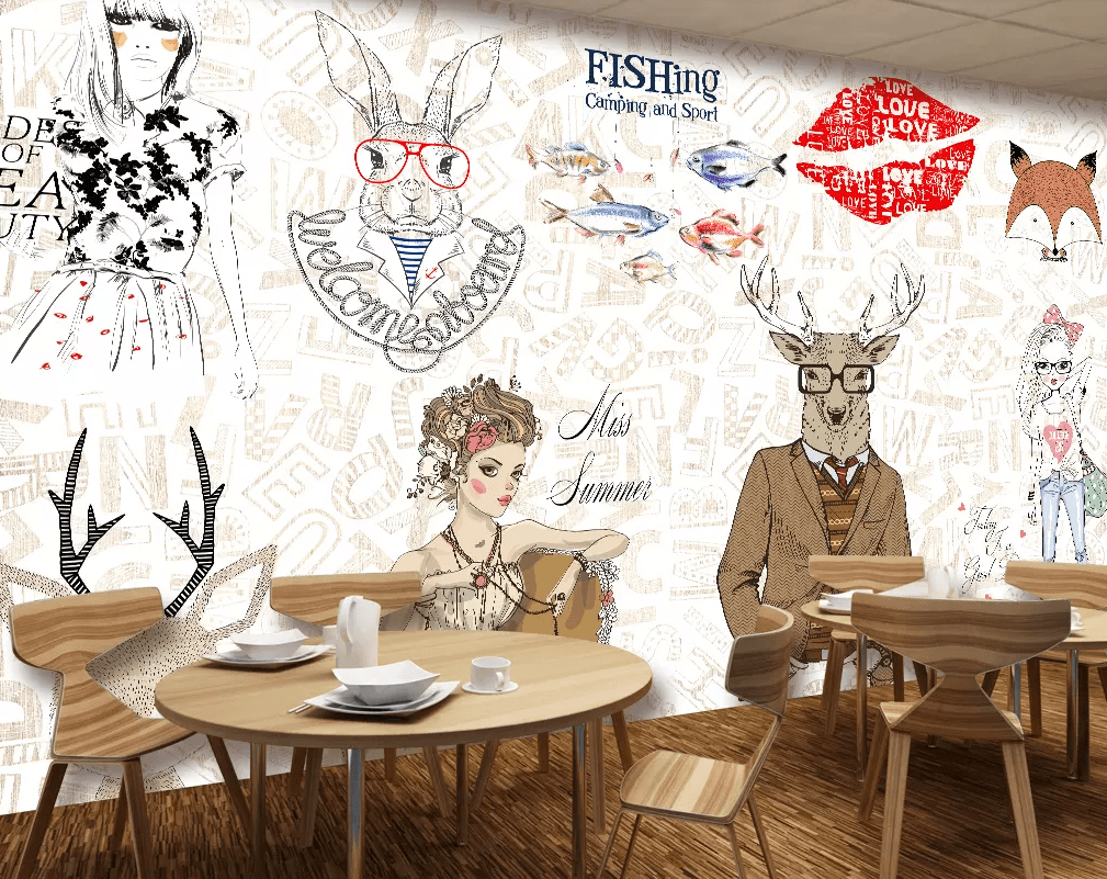 3D Red Lips Deer Head 46 Wallpaper AJ Wallpaper 2 