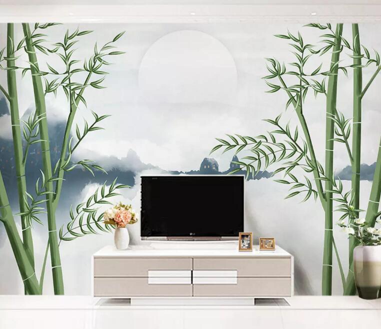 3D Bamboo Leaves 1345 Wall Murals Wallpaper AJ Wallpaper 2 