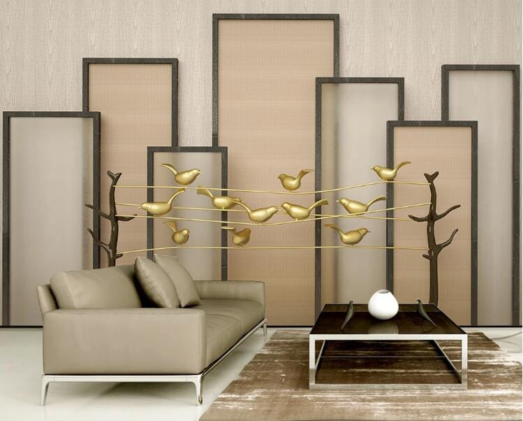 3D Golden Bird WC151 Wall Murals Wallpaper AJ Wallpaper 2 