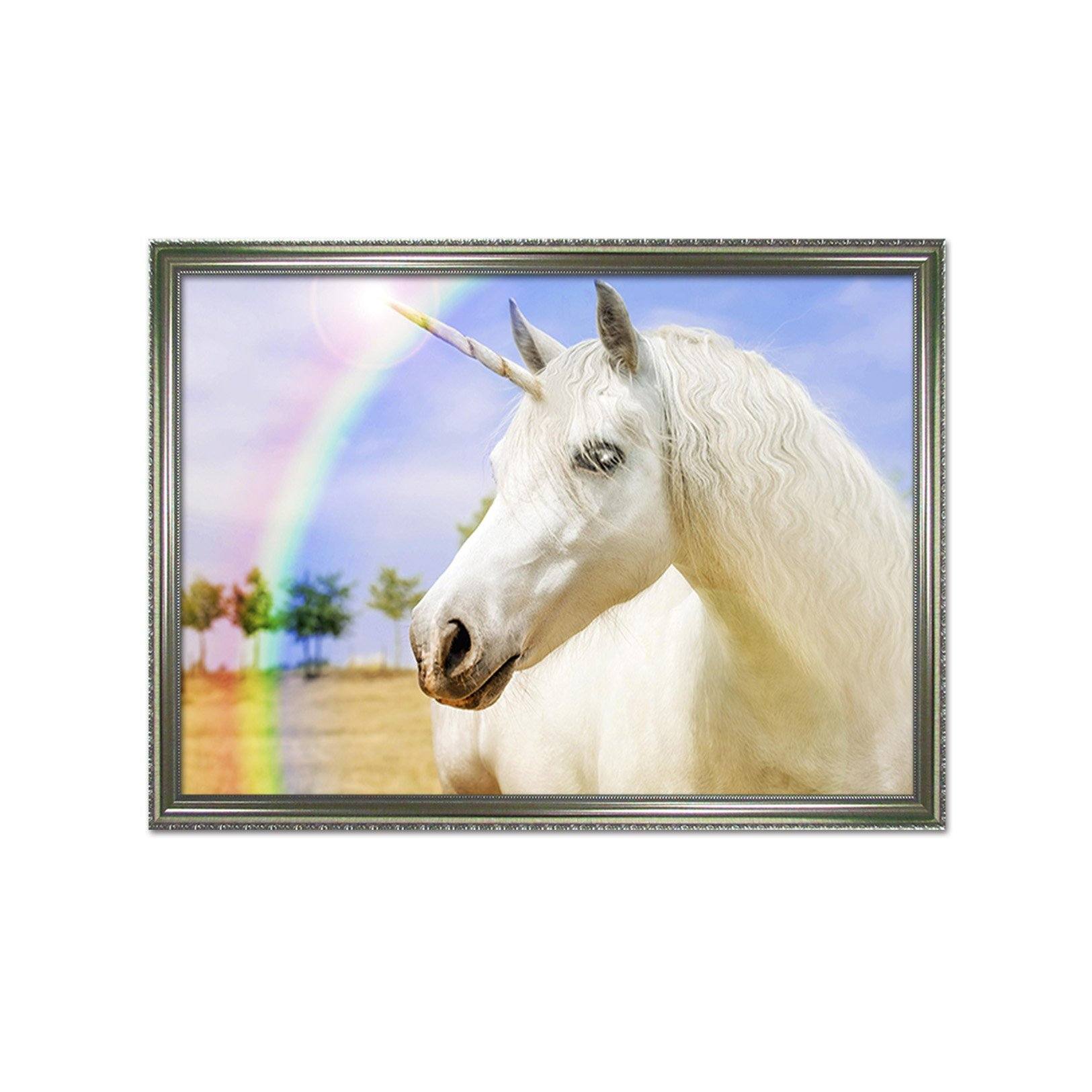 3D White Unicorn 056 Fake Framed Print Painting Wallpaper AJ Creativity Home 