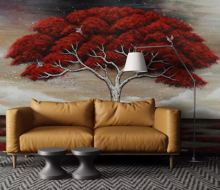 3D Red Big Tree 504 Wall Murals Wallpaper AJ Wallpaper 2 
