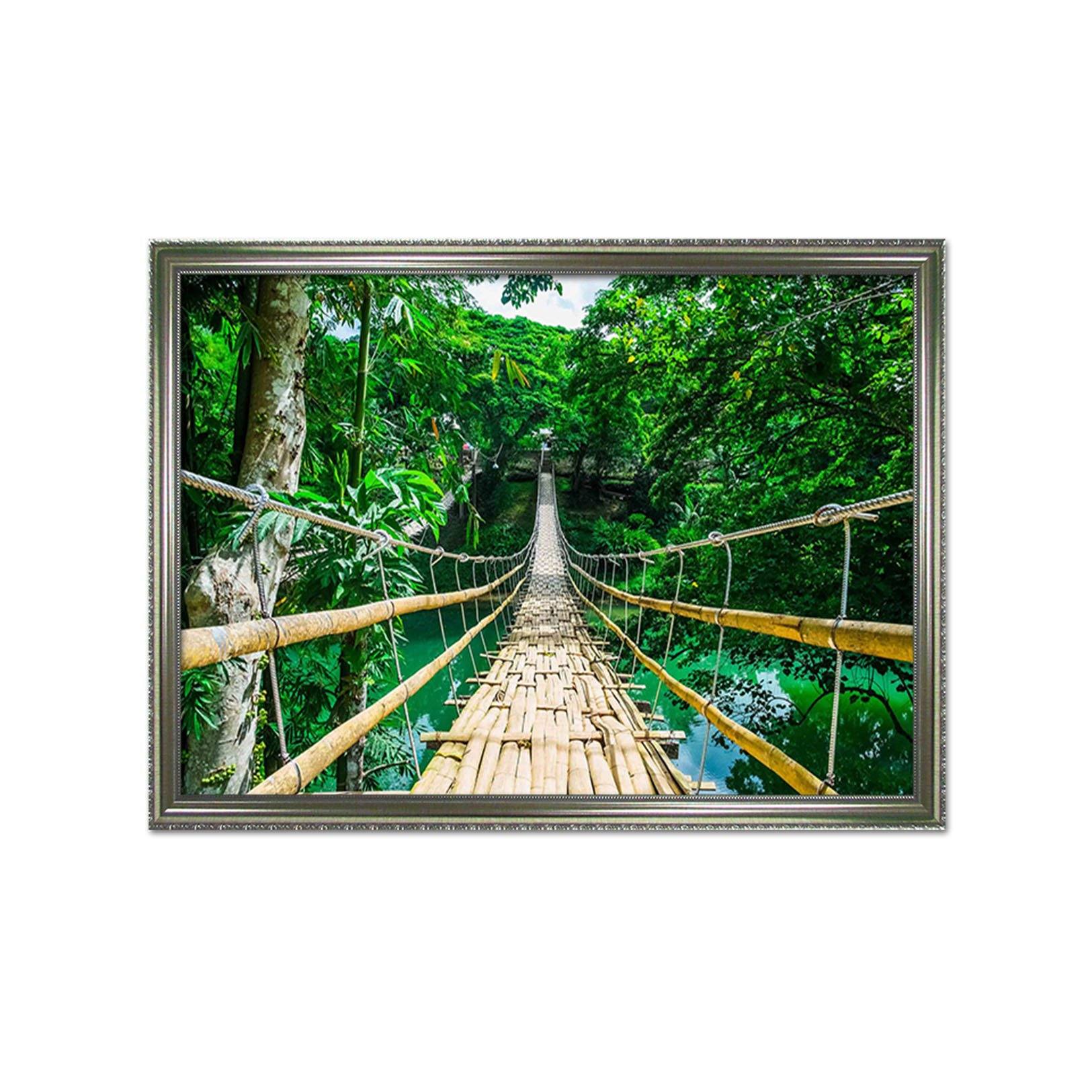 3D Long Wooden Bridge 009 Fake Framed Print Painting Wallpaper AJ Creativity Home 