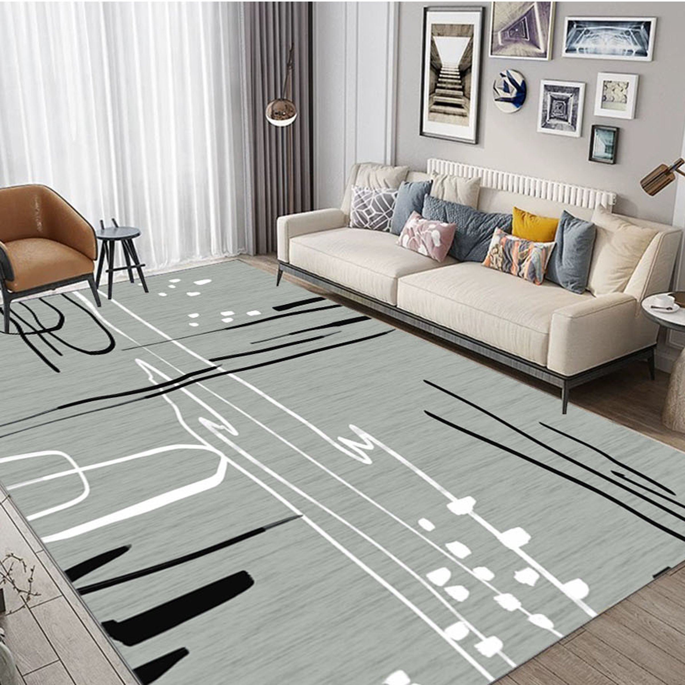 3D Black And White Lines WG495 Non Slip Rug Mat Mat AJ Creativity Home 