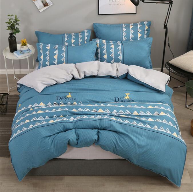 3D Blue Triangle Strip 13072 Bed Pillowcases Quilt