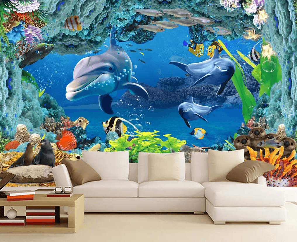 3D Seabed Dolphin 338 Wallpaper AJ Wallpaper 2 