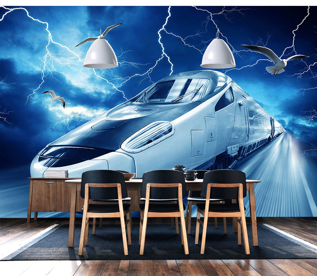 3D Lightning Ship WC085 Wall Murals