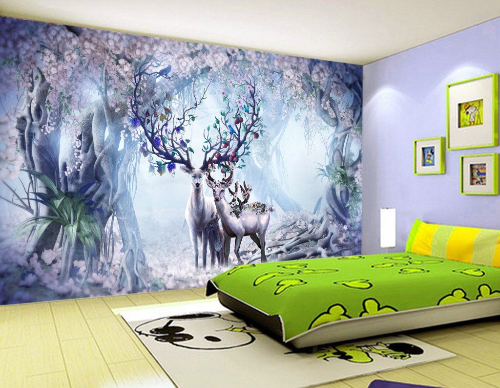 3D Deer Forest 608 Wall Murals Wallpaper AJ Wallpaper 2 