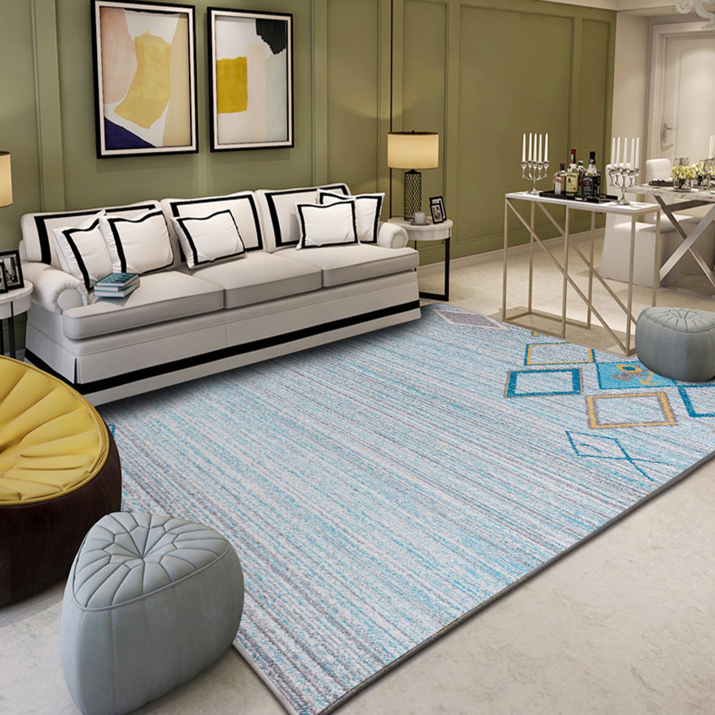 3D Light Blue Diamond WG058 Non Slip Rug Mat Mat AJ Creativity Home 