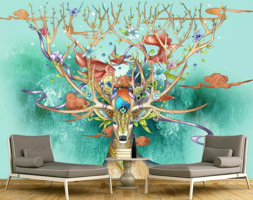 3D Color Deer 1174 Wall Murals Wallpaper AJ Wallpaper 2 