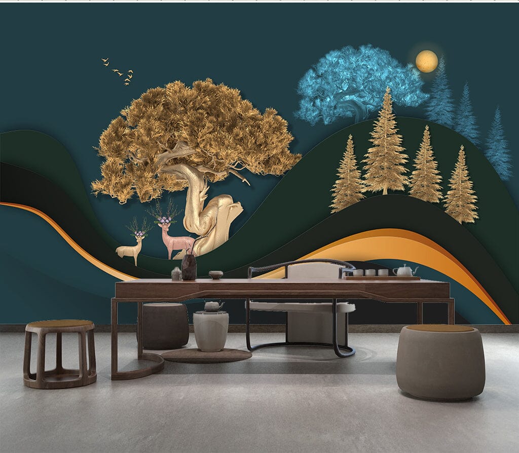 3D Fallow Deer Grove WC066 Wall Murals Wallpaper AJ Wallpaper 2 