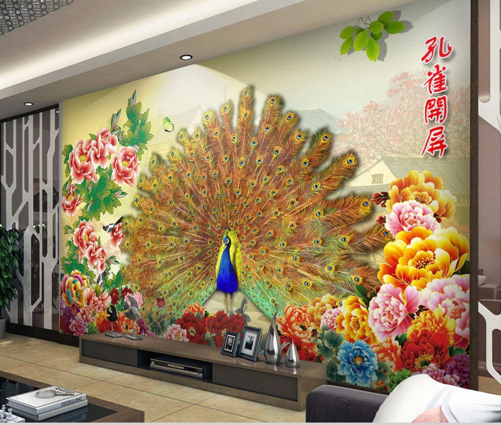 3D Peacock Opening 602 Wall Murals Wallpaper AJ Wallpaper 2 