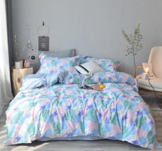 3D Light Blue Pink Leaves 14134 Bed Pillowcases Quilt