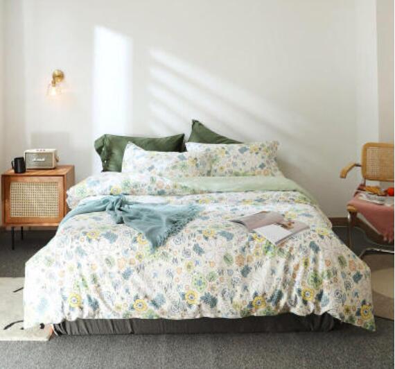 3D Light Green Floral 50025 Bed Pillowcases Quilt