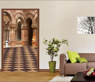 3D carved arch corridor door mural Wallpaper AJ Wallpaper 
