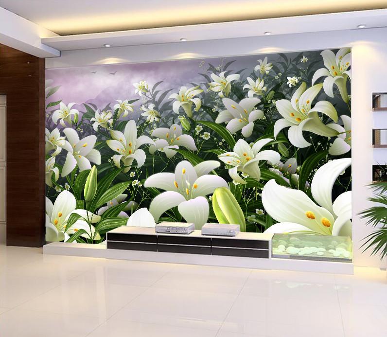 3D White Lily Flower Manor 57 Wallpaper AJ Wallpaper 