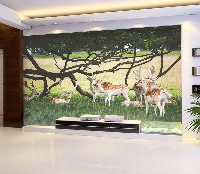 3D Deer And Trees 072 Wallpaper AJ Wallpaper 