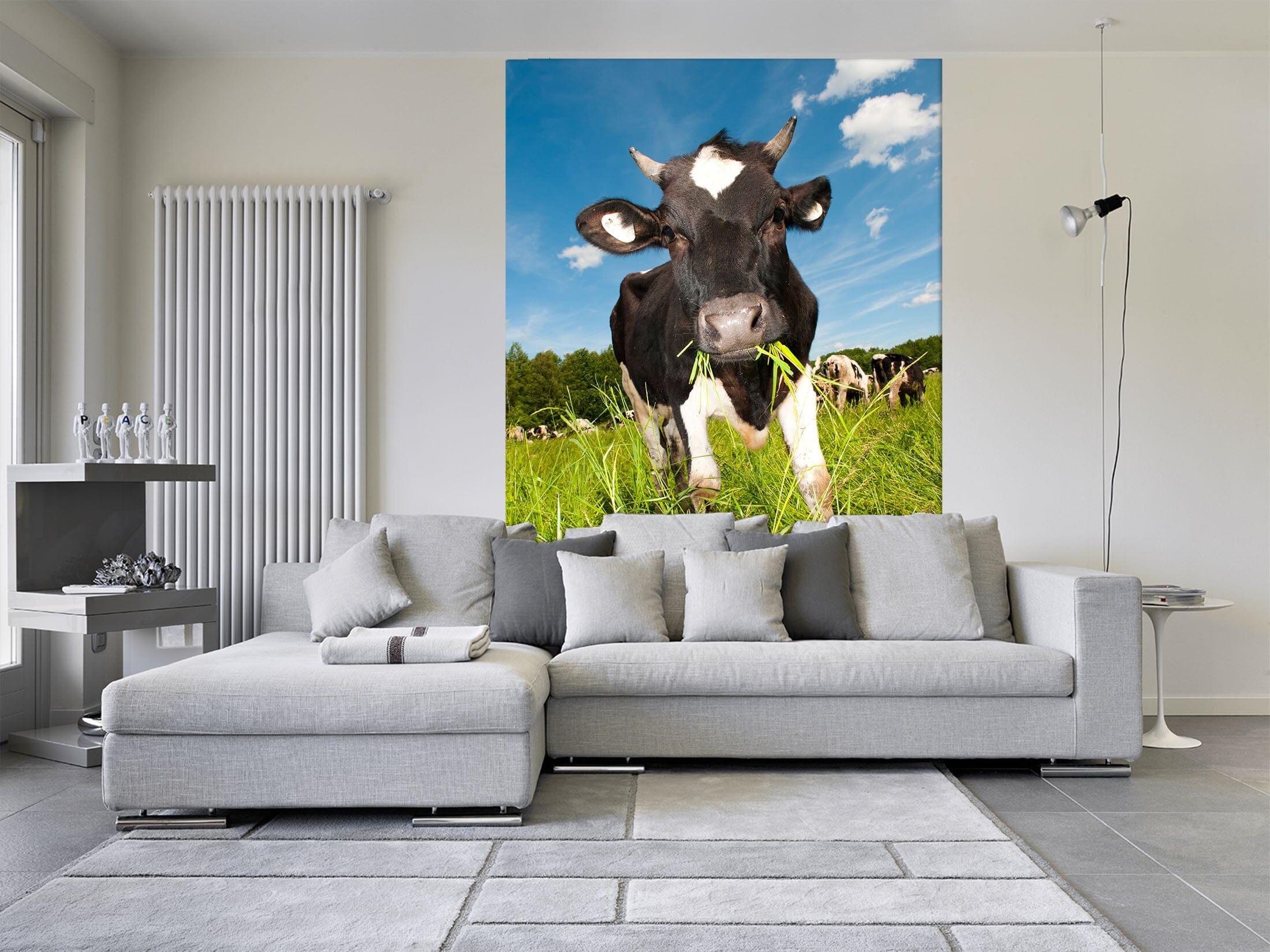 3D Cow Eating Grass 146 Wall Murals Wallpaper AJ Wallpaper 2 