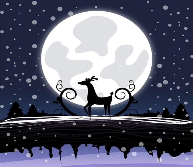 3D Christmas Bright Moon Reindeer 55 Wallpaper AJ Wallpapers 
