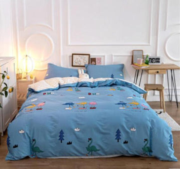 3D Blue Flamingo 50107 Bed Pillowcases Quilt