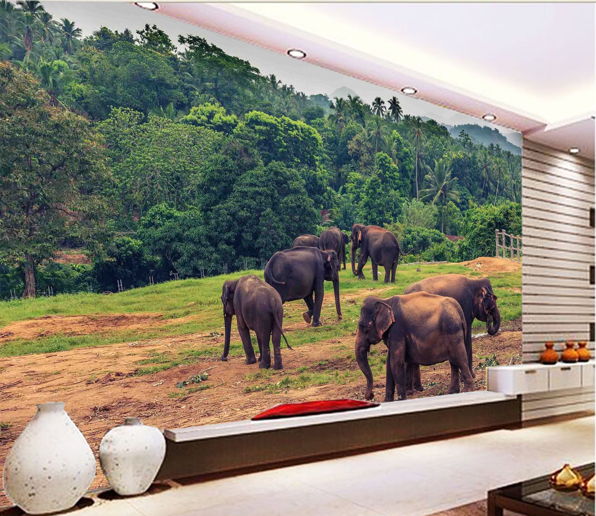 3D Elephant Herd 1056 Wall Murals Wallpaper AJ Wallpaper 2 