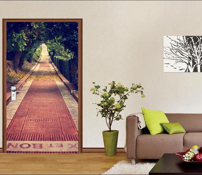 3D carpet green trees painting door mural Wallpaper AJ Wallpaper 