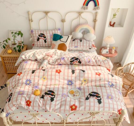 3D Cartoon Girl Flowers 50053 Bed Pillowcases Quilt