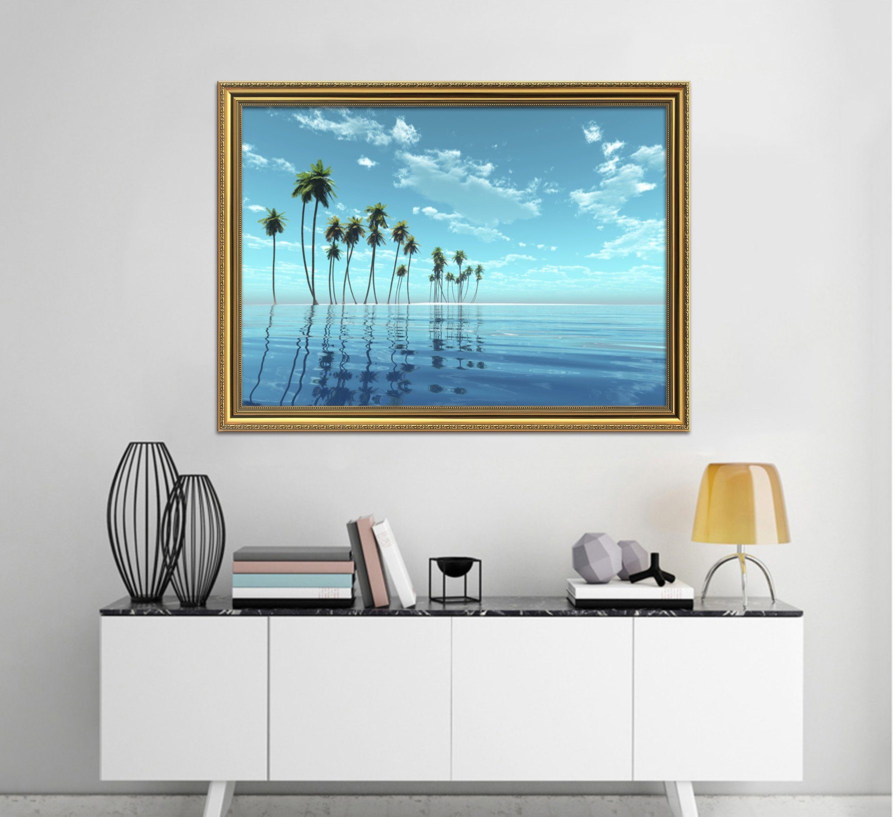 3D Seaside Coconut 186 Fake Framed Print Painting Wallpaper AJ Creativity Home 